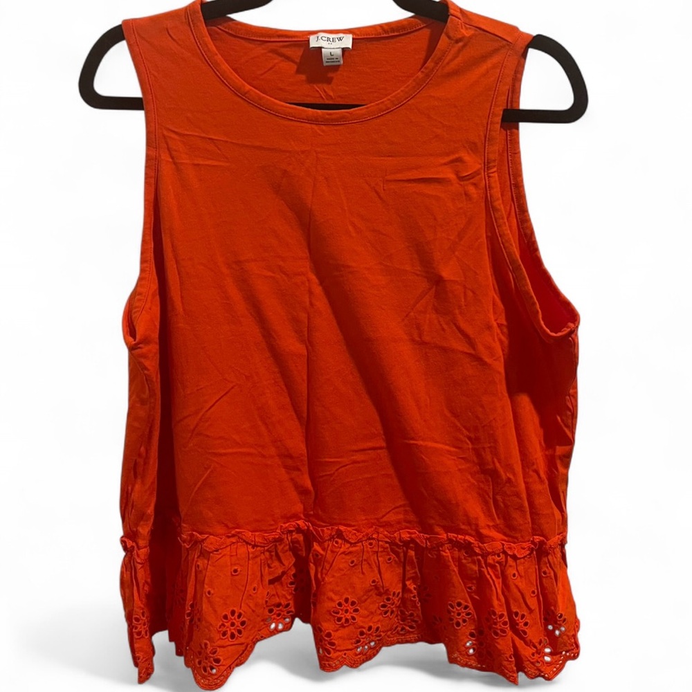 🌺 J.Crew Sleeveless Eyelet Hem Tank Top – Size L 🌺